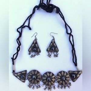 Antique Metal Necklace and Earring set